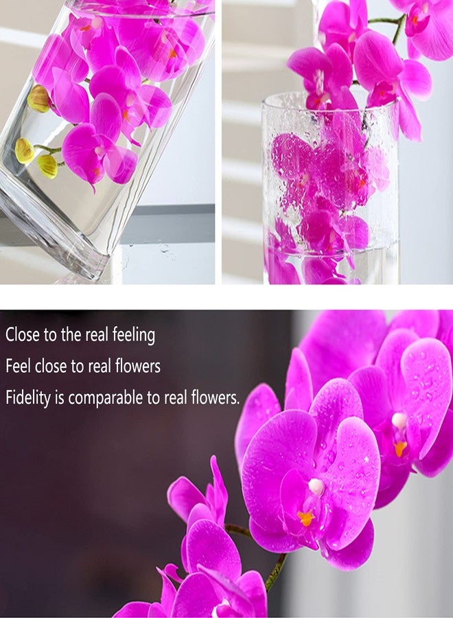 FagusHome 32" Artificial Phalaenopsis Flowers 6 Pcs Artificial Orchid Flowers Stem Plants for Home Décor (Purple) - Image 3